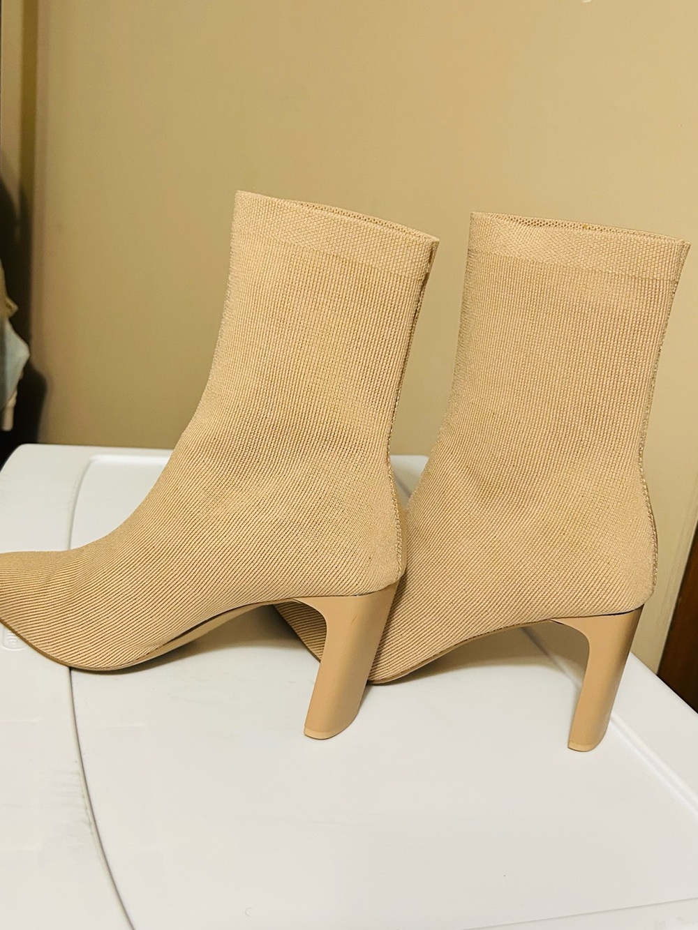 Women's Knit Sock Ankle Boots in Beige - Brand